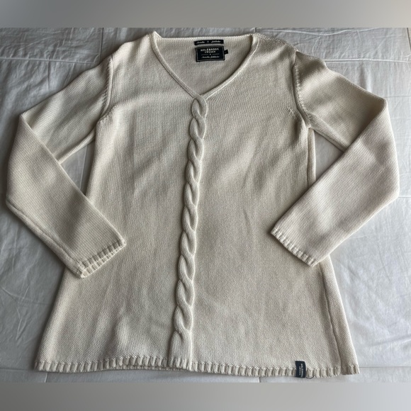 Holebrook Sweaters - Holebrook Sweden Cable Knit Cream Fisherman Sweater Large Cotton Neutral Minimal